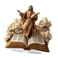 thumbnail image 3 of Estatua de Jesús acrílica decorativa para el hogar, suministros festivos con libro bíblico, adorno para chimenea, sala de estar, recuerdos de fiesta, 3 of 9