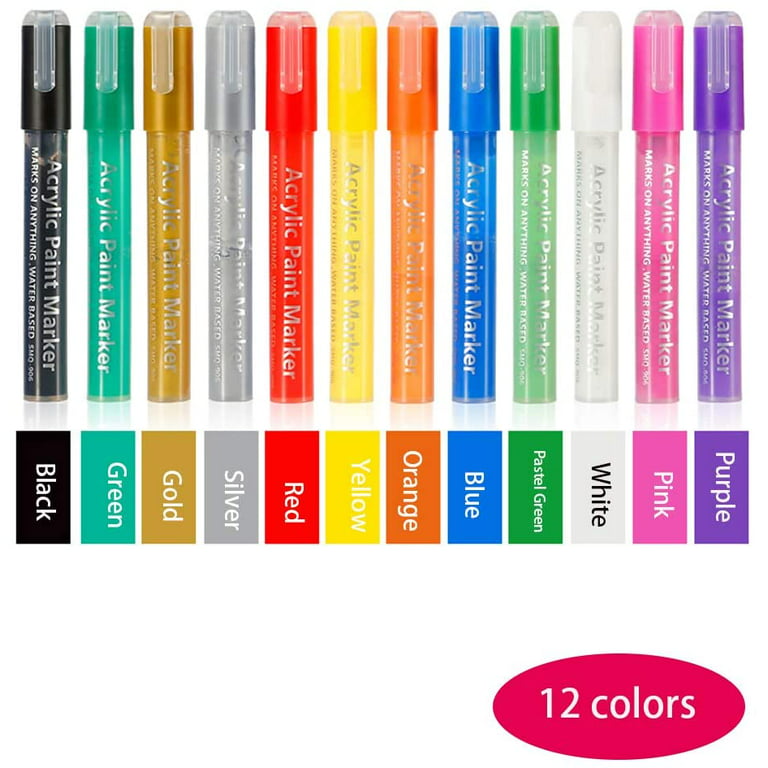 12 Colors Acrylic Paint Pen for Ceramic Painting Permanent Acrylic