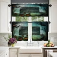 thumbnail image 2 of Dark Green Halloween Horror Forest Kitchen Tier Curtains for Windows,Moon Bats Blackout Valances Multilayer Polyester Window Treatments for Kitchen 2 Pack 26X24 Inches, 2 of 6