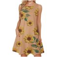 thumbnail image 1 of Mujeres verano casual sin mangas cuello redondo gradiente impreso bolsillo manga vestidos vestido suelto OAVQHLG3B Store lin121212, 1 of 5
