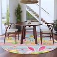 thumbnail image 3 of Round Rugs 5Ft, Colorful Easter Round Area Rug Washable Indoor Throw Carpet, Spring Watercolor Bunny Egg Flower Wood Grain Soft Non Slip Circle Rug for Cabinet Bathroom Home Decor Aesthetic, 3 of 8