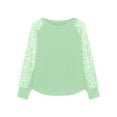 thumbnail image 3 of Efsteb Girls Long Sleeve Shirts Cute Tops Solid Color Loose Fashion Casual Round Neck Dressy Casual Blouses Comfy Blouses (Mint Green,11 Years), 3 of 6