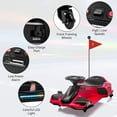 thumbnail image 5 of EastVita 24V Ride on Drift Car,7Ah Battery 180W Brushless Motor Kids Electric Drifting Go-Kart for Rider up to 110 lbs with Music,Front+Tail LED Light,Low-Power Alarm (Red), 5 of 6