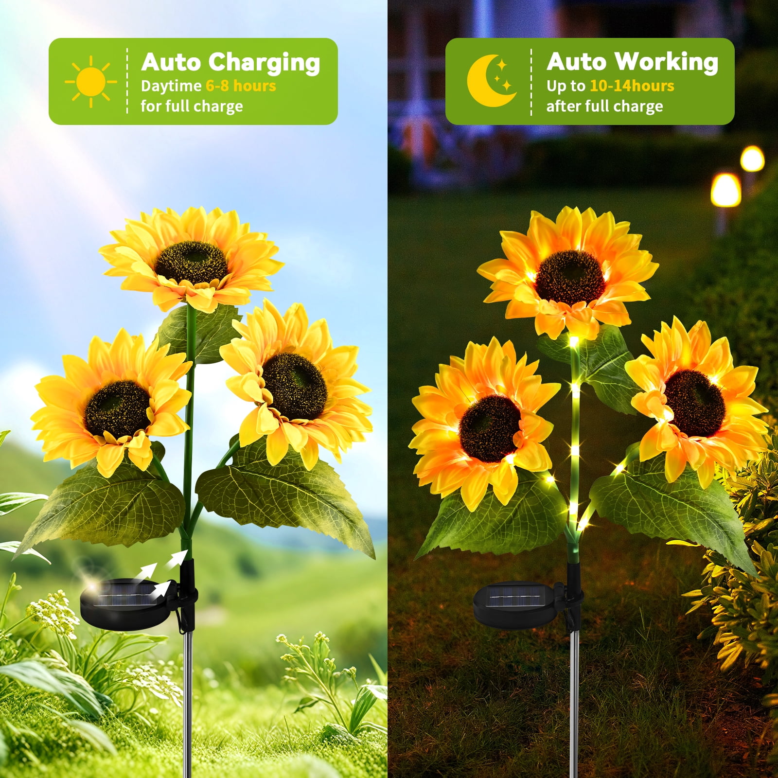 Lyacmy 4 Pack Yellow Sunflower Solar Garden Lights Outdoor, Waterproof Solar Lights for Yard Pathway Patio Outdoor Decor