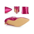thumbnail image 2 of BLISSFUL STEP Mirror Leather Stiletto Heels Ankle Boots for Women Hot Pink 10, 2 of 6