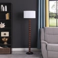 thumbnail image 5 of 61" Dark Cherry Black Faux Wood Bubble Floor Lamp With White Drum Shade, 5 of 7