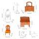 thumbnail image 3 of Juego de muebles en miniatura | Tocador, escritorio, silla y lámpara simulados | Accesorios para casas de muñecas | Plástico marrón | Juego de 8 piezas | Espejo, perchas, perchero de ropa | Escala, 3 of 6