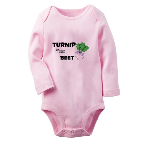 

iDzn® Turnip The Beet Funny Rompers Newborn Baby Unisex Bodysuits Infant Jumpsuits Toddler Kids Long Sleeve Oufits (Pink 6-12 Months)
