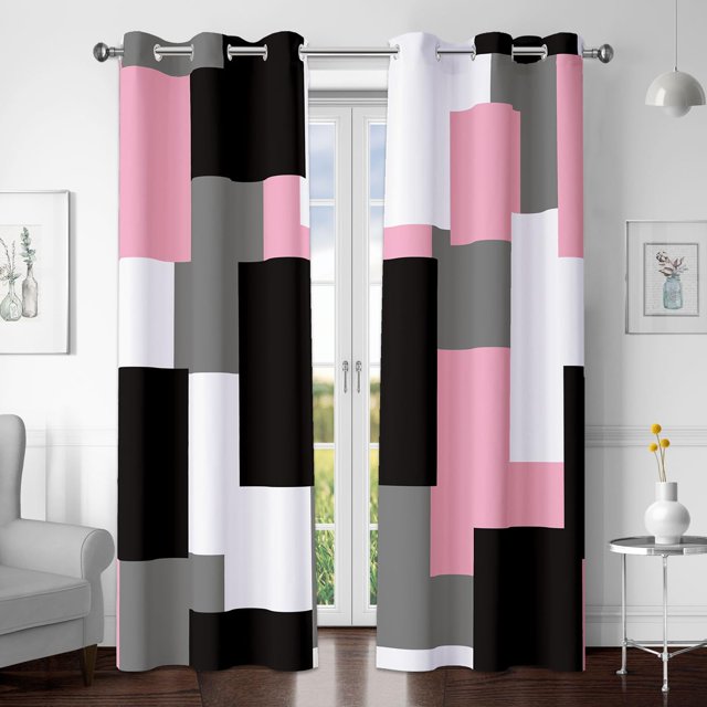 Cortinas opacas, color rosa tirot, 100% opacas, 160 x 160 cm, 2 paneles