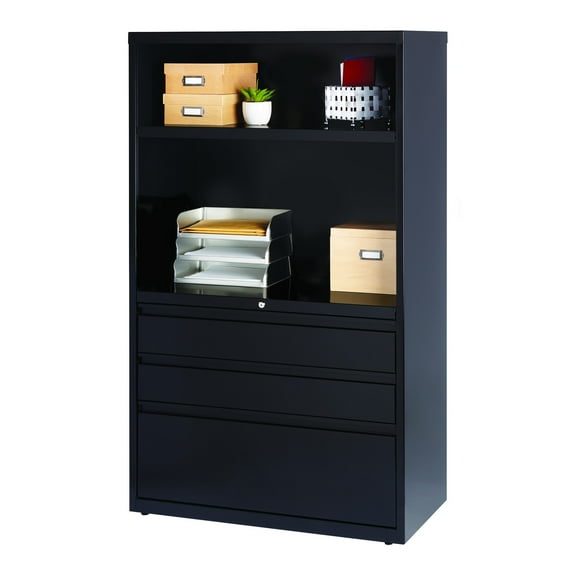 Hirsh 36 Inch Wide 3 Drawer Box-Box-File Metal Lateral Combo File Cabinet for Home and Office, Holds Letter, Legal and A4 Hanging Folders, Black