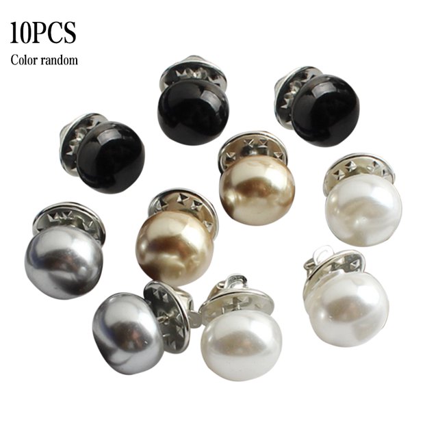 Botones de perlas de imitación, cuentas redondas de decoración de metal sin costura para abrigos antiexposición, ropa de suéter, 10 piezas Inevent HA7571-12B