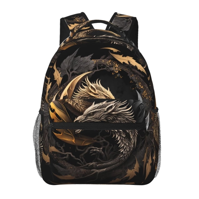 Balery Vintage Metal Dragon Mochila Escolar Impresa, Mochila Ligera para Viajes Casual, Mochila Duradera y Cómoda Multifuncional, Mochila para Laptop-One Size