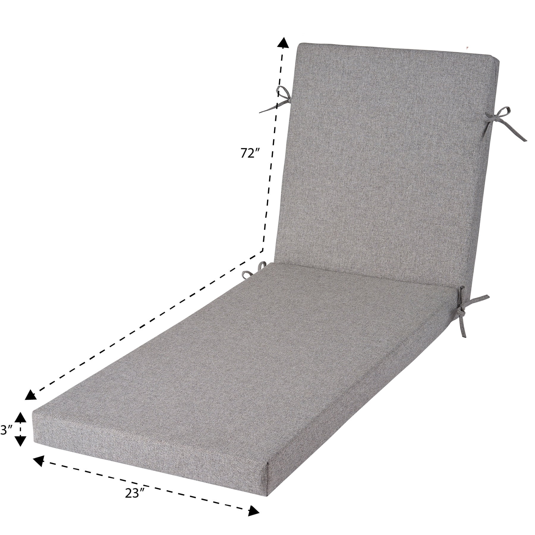 Better Homes & Gardens 72" x 23" Outdoor Chaise Lounge Cushion, 1-Piece, Grey