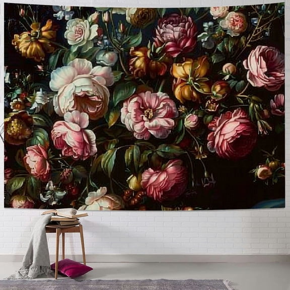 PRATYUS Floral Tapestry, Vintage Floral Tapestry Boho Floral Tapestry Wall Hanging, Rose Wall Tapestry for Dorm Bedroom Living Room Home Decor 40x30inch