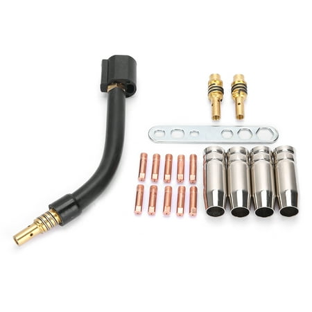 

Gas Nozzles Accessory 10pcs Contact Tip 4pcs Tips Holder Diffuser 2pcs Connecting Rod Torch Neck Nozzle Key Set For MB15/15AK MIG Welding Torch