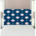thumbnail image 1 of Sports Headboard, Baseball Patterns on Vertical Striped Background Stars Design, Upholstered Decorative Metal Bed Headboard with Memory Foam, Twin Size, Night Blue Red White, by Ambesonne, 1 of 4