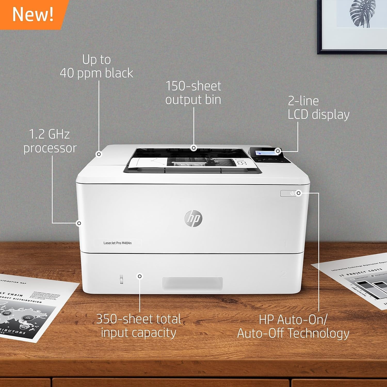 HP LaserJet Pro M404n Monochrome Printer with Built-in Ethernet (W1A52A) (Sold without manufacturer warranty)