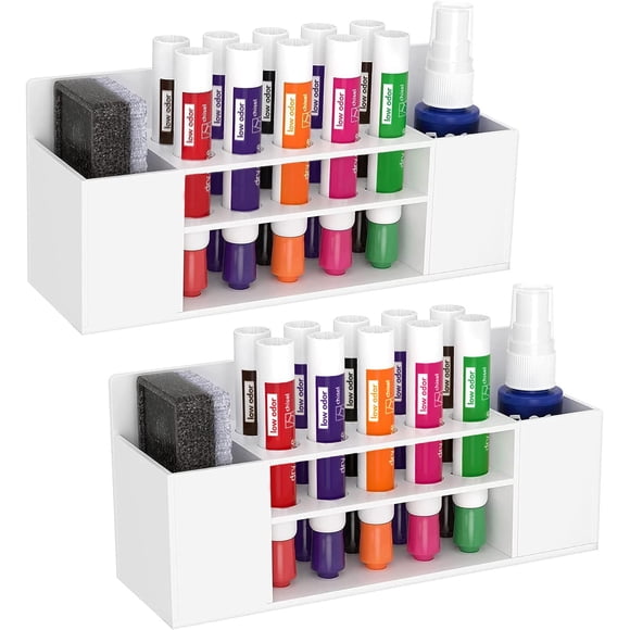 Soporte para rotuladores HBlife, acrílico, magnético, borrado en seco, blanco