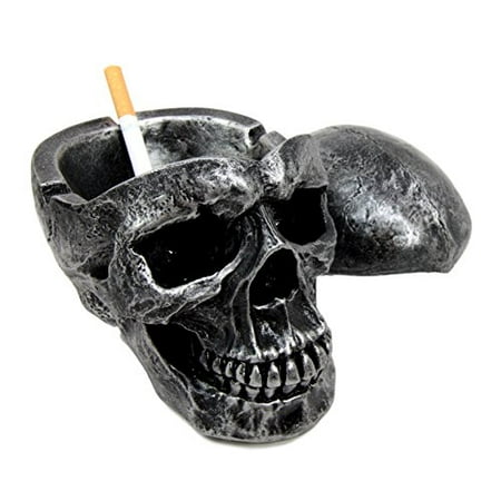 Atlantic Collectibles Ghastly Gothic Skull Decorative Cigarette Ashtray Figurine With Lid 6.25