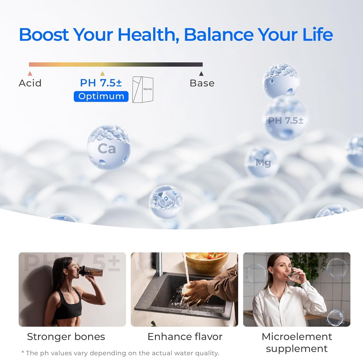 Waterdrop X16-Alkaline Reverse Osmosis Water Filter, NSF/ANSI 42&58&372 Certified, 1600 GPD RO System, 11-Stage Filtration, UnderSink, 3:1 Pure to Drain, Alkaline Mineral pH+, Stainless Steel Faucet