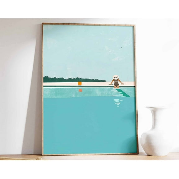Swimming Pool Wall Art, Swimming Art Print, Swimming Poster, Blue Art Print, Swimming Pool Gift, Summer Art, Swimming Gift, Water Art Wall Art, Modern Wall Decor, 8x12 UNFRAMED