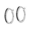 thumbnail image 3 of Black Accent Diamond Hoop Earrings in Sterling Silver (4/5 inch 2.0mm) for Women, 3 of 5