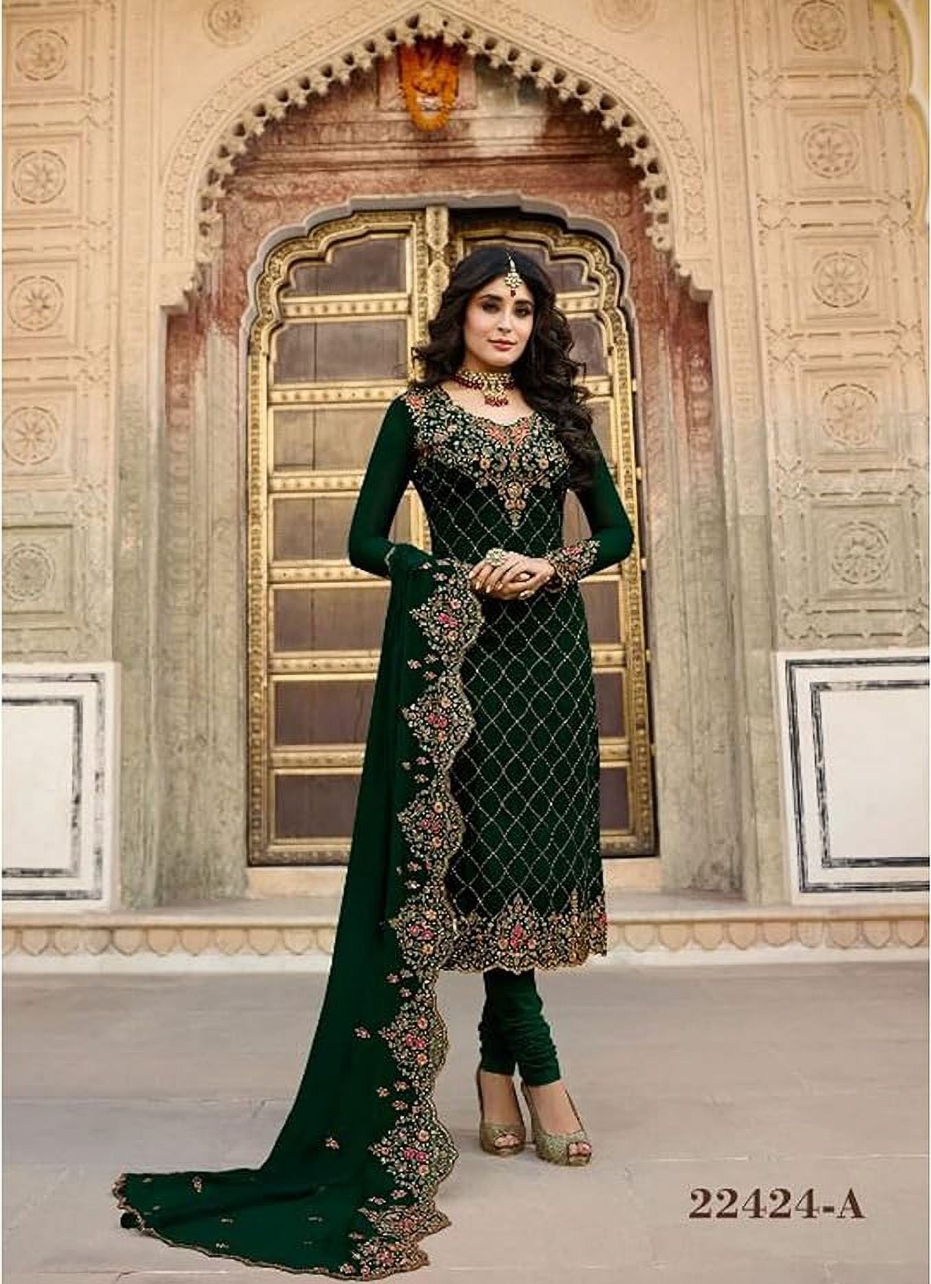 Engagement Function Wear Indian Pakistani Designer Churidar Salwar Kameez  Dress ( Green, XS - 36 ) - Walmart.com