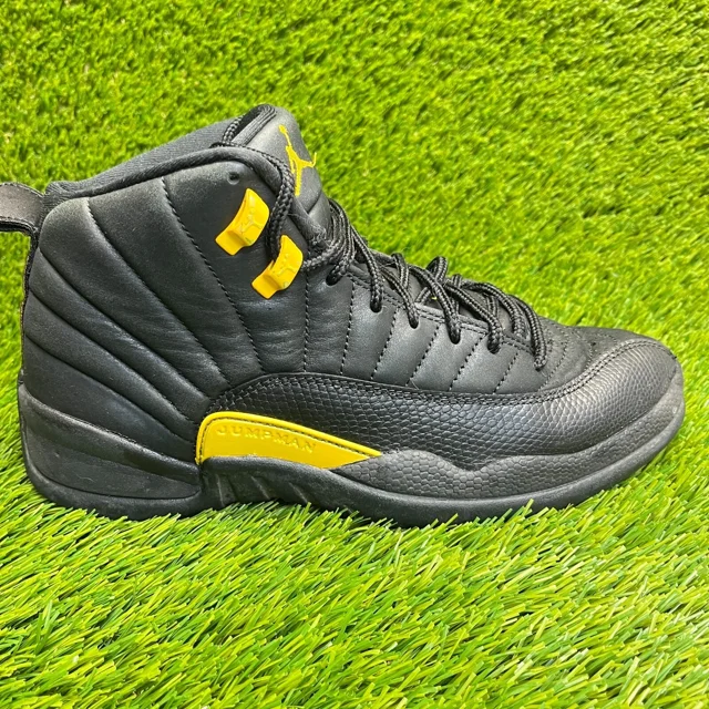 Ni - ke Ni - ke Air Jordan 12 Retro Mid Black Taxi Mens Size 8 Basketball Shoes Sneakers