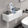 thumbnail image 5 of BTideas Toothbrush Holders for Bathrooms,2 Cups Toothbrush Holder Wall Mounted with Brush Sink,White, 5 of 8