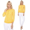 thumbnail image 3 of YEMAK Women's Polka Dot Cute Jacquard Crewneck Button Down Sweater Cardigan MK3104-YEL-S, 3 of 9