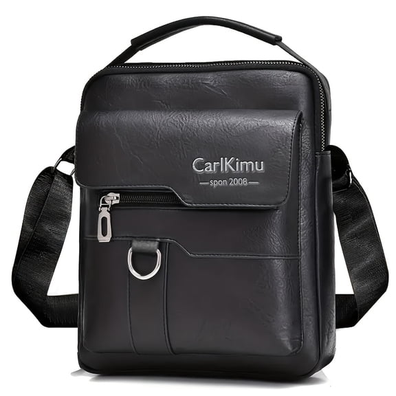 Messenger Bag for Men Crossbody Shoulder Purse Small Vintage PU Leather Satchel Pouch Side Crossover Handbag - Black