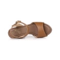 thumbnail image 4 of BLISSFUL STEP Platform Ankle Strap Block Heels Sandals for Women Brown 7, 4 of 7