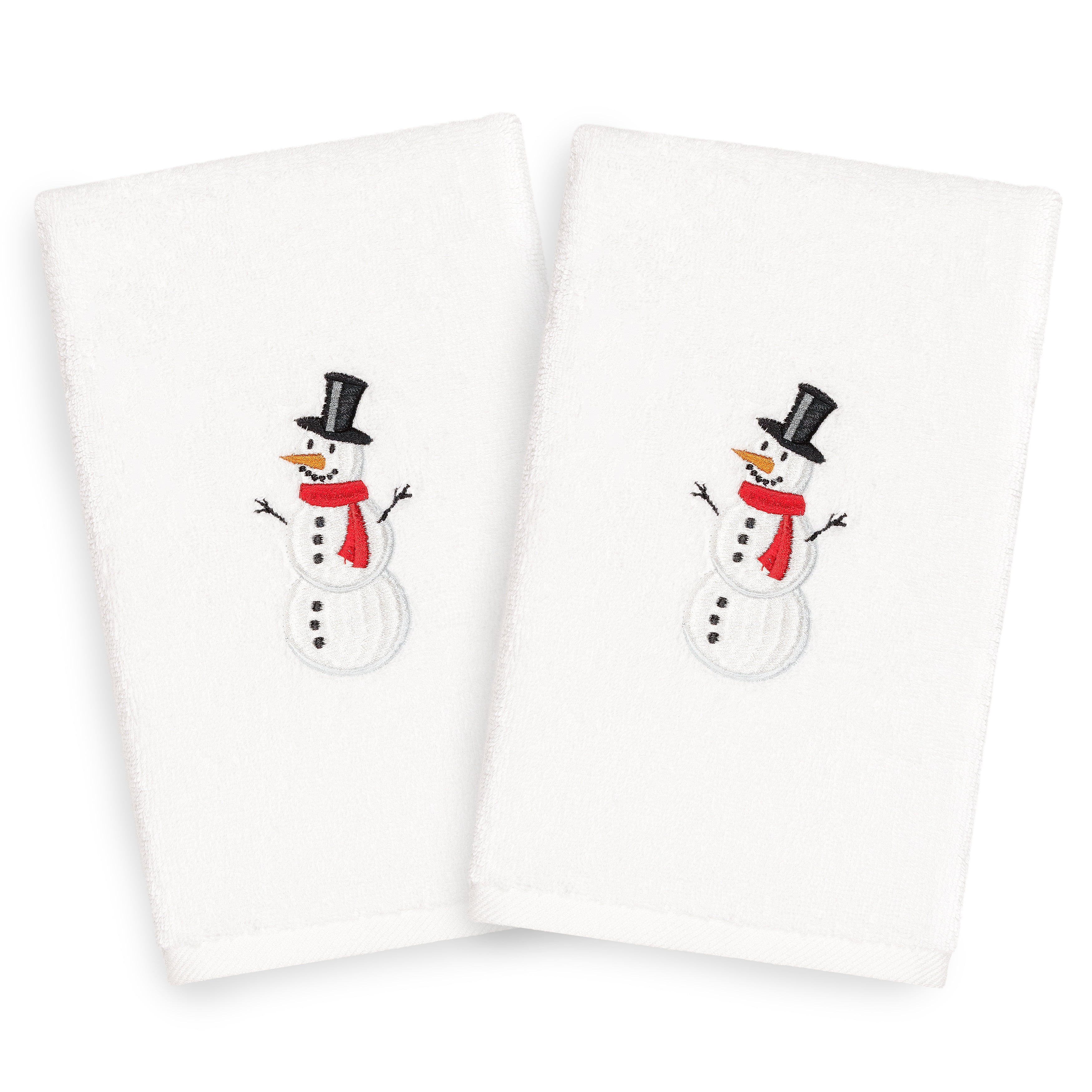 Hang A Shining Star Christmas Snowman Embroidered Applique Kitchen Dish Towel 