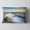thumbnail image 2 of Designart White Waves Crashing on Rocks - Seascape Throw Pillow - 12x20, 2 of 5