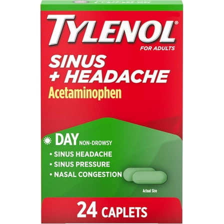 TYLENOL Sinus Congestion & Pain Caplets Daytime, 24 Caplets (Pack of 3)