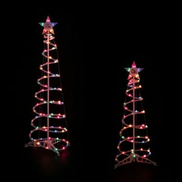 Northlight Lighted Sprial Outdoor Christmas Trees - 4' and 6' - Multi-Color - Set of 2