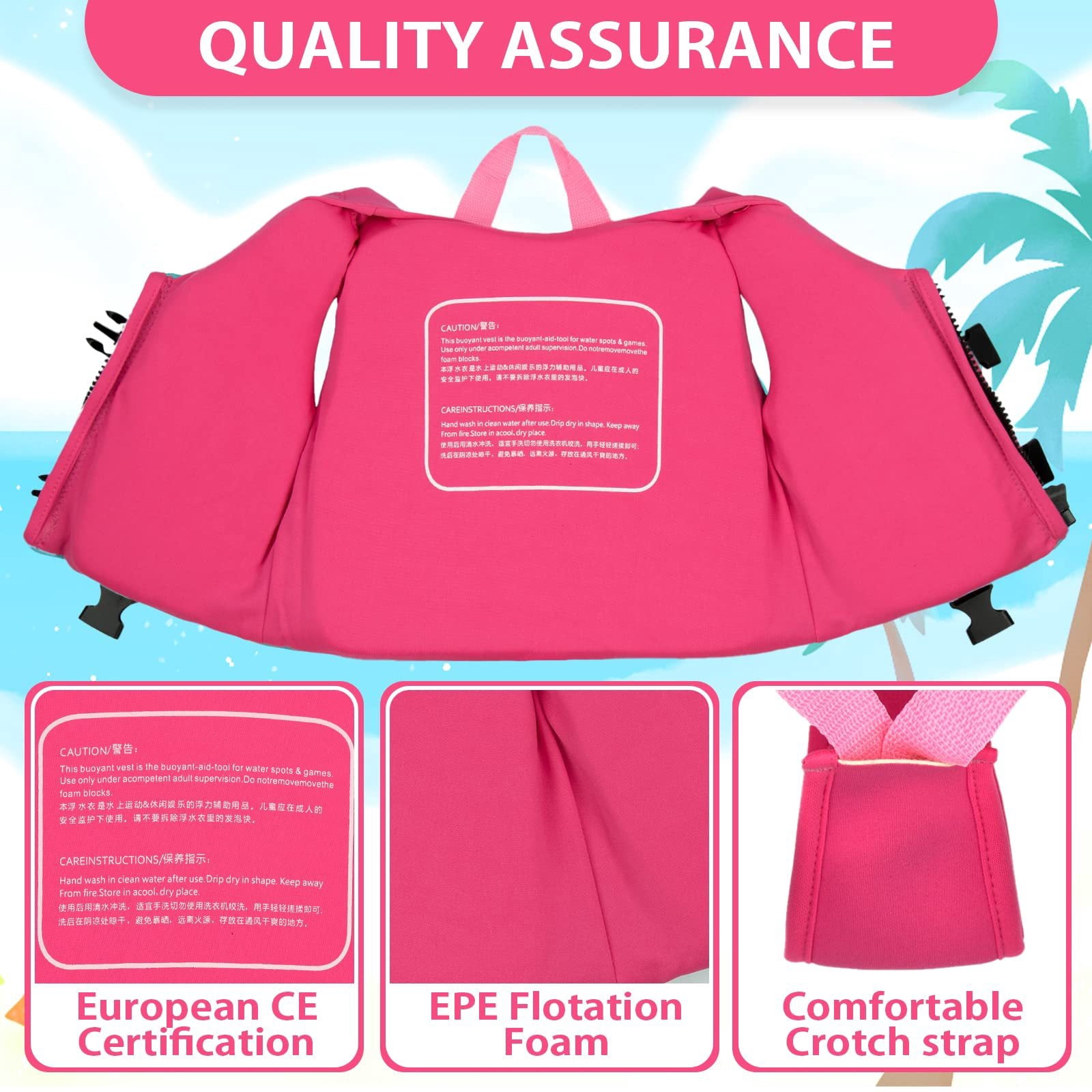 Gogokids Kids Swim Vest Life jackets for Toddler,Buoyancy Float Swim Learning Training Swimwear Vest Suitable for Boys and Girls 33-77 lbs/1-9 Years