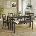 thumbnail image 2 of Lexington Large Dining Set with Bench and 4 Window Back Chairs, Black, 2 of 7