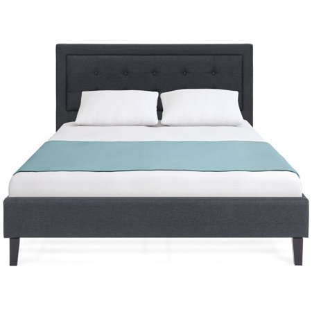 Best Choice Products Upholstered Twin Platform Bed Frame w/ Tufted Button Headboard, Wood Slat Support - Dark (Best Of Aphex Twin)