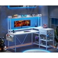 L Shape Computer Desk with Drawer & Storage,White Computer Gaming Desk
