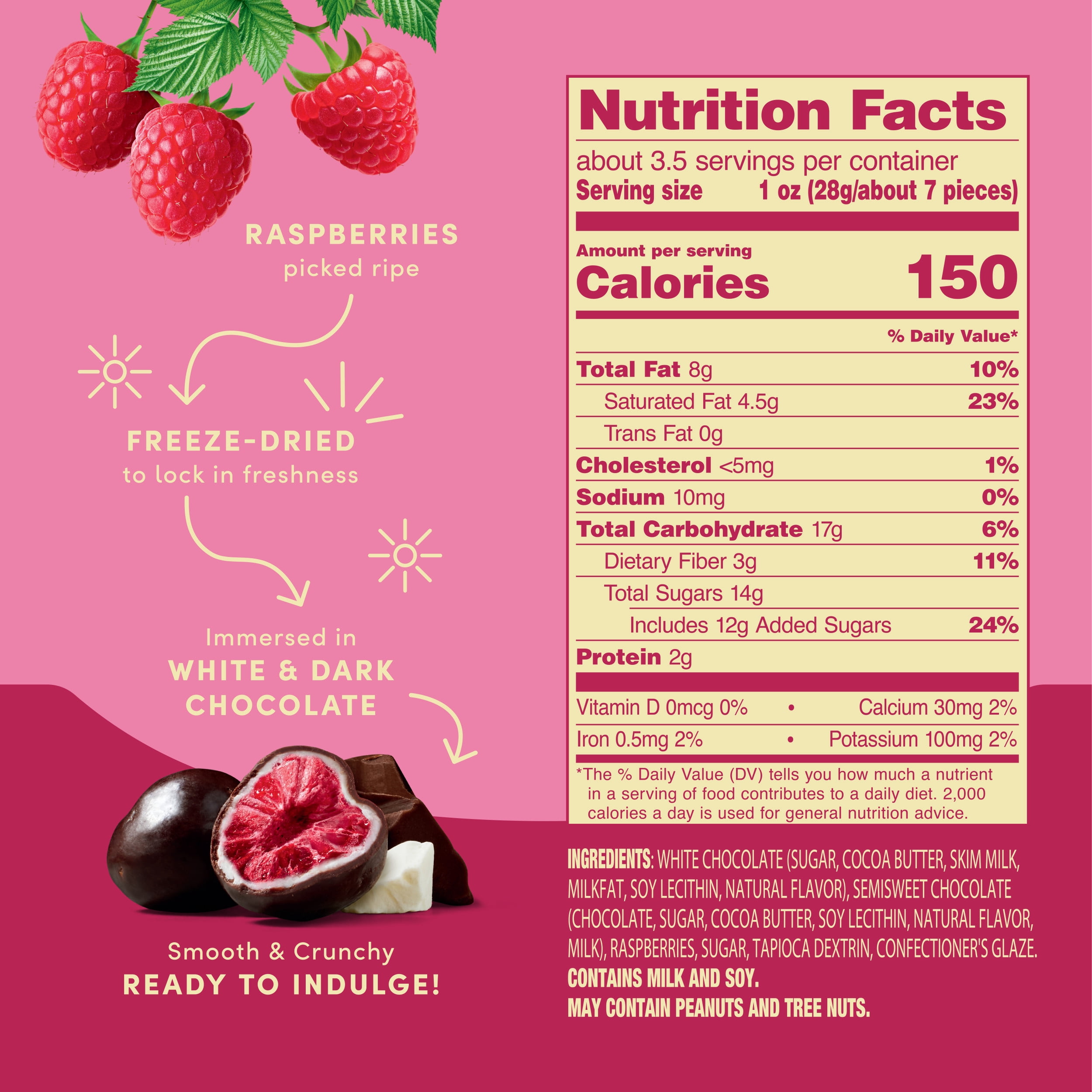 Tru Fru Freeze Dried Raspberries in Dark & White Chocolate, 3.4 oz
