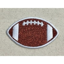 2" Football - Brown Glitter - White Outline/Stitches - Iron on Applique/Embroidered Patch
