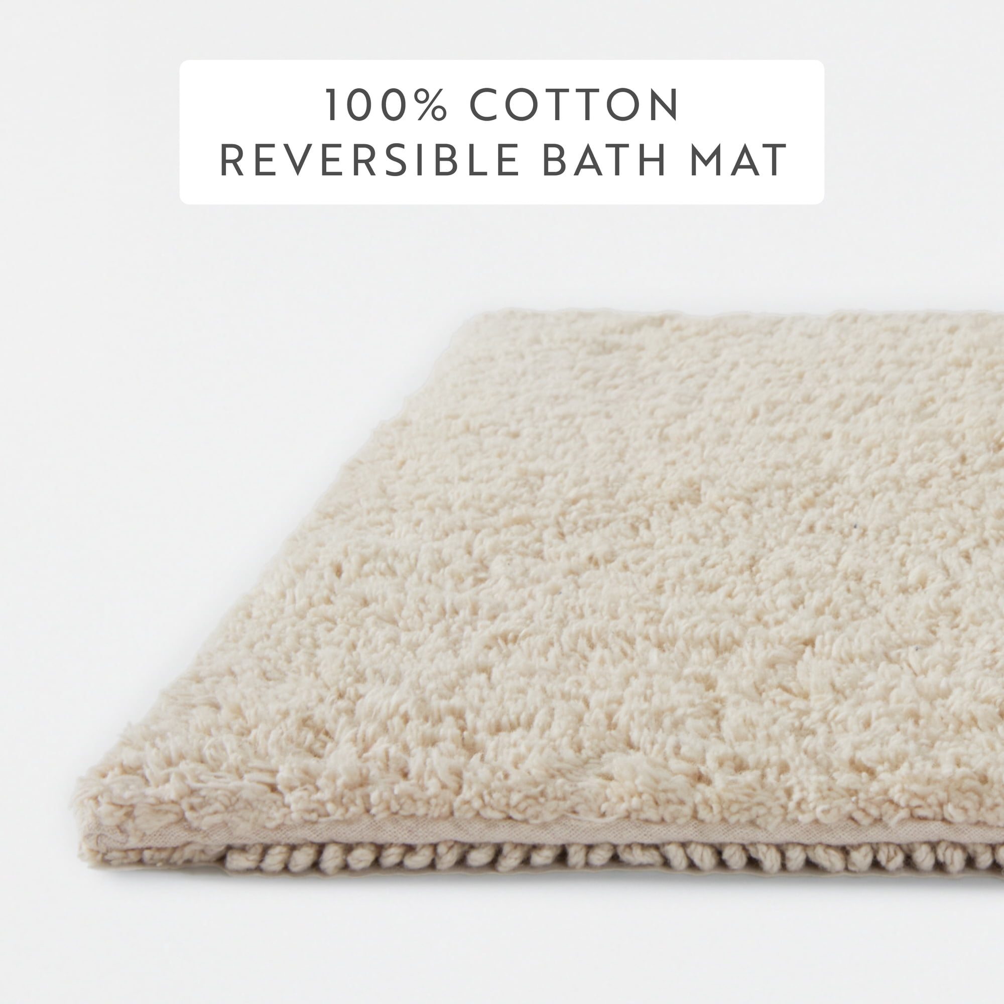 Noble Linens Reversible Cotton Bath Mat, 24 in x 17 in, Natural
