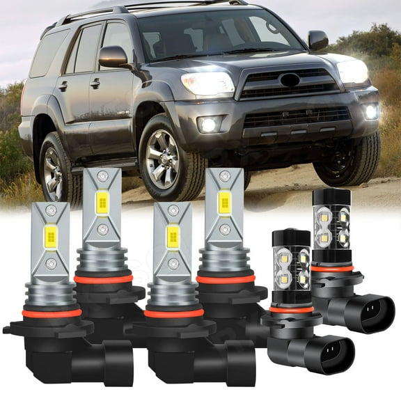 For 2003 2004 2005 Toyota 4Runner 9005 9006 9145 LED Headlight Bulbs High Low Beam Fog Light White 6000K