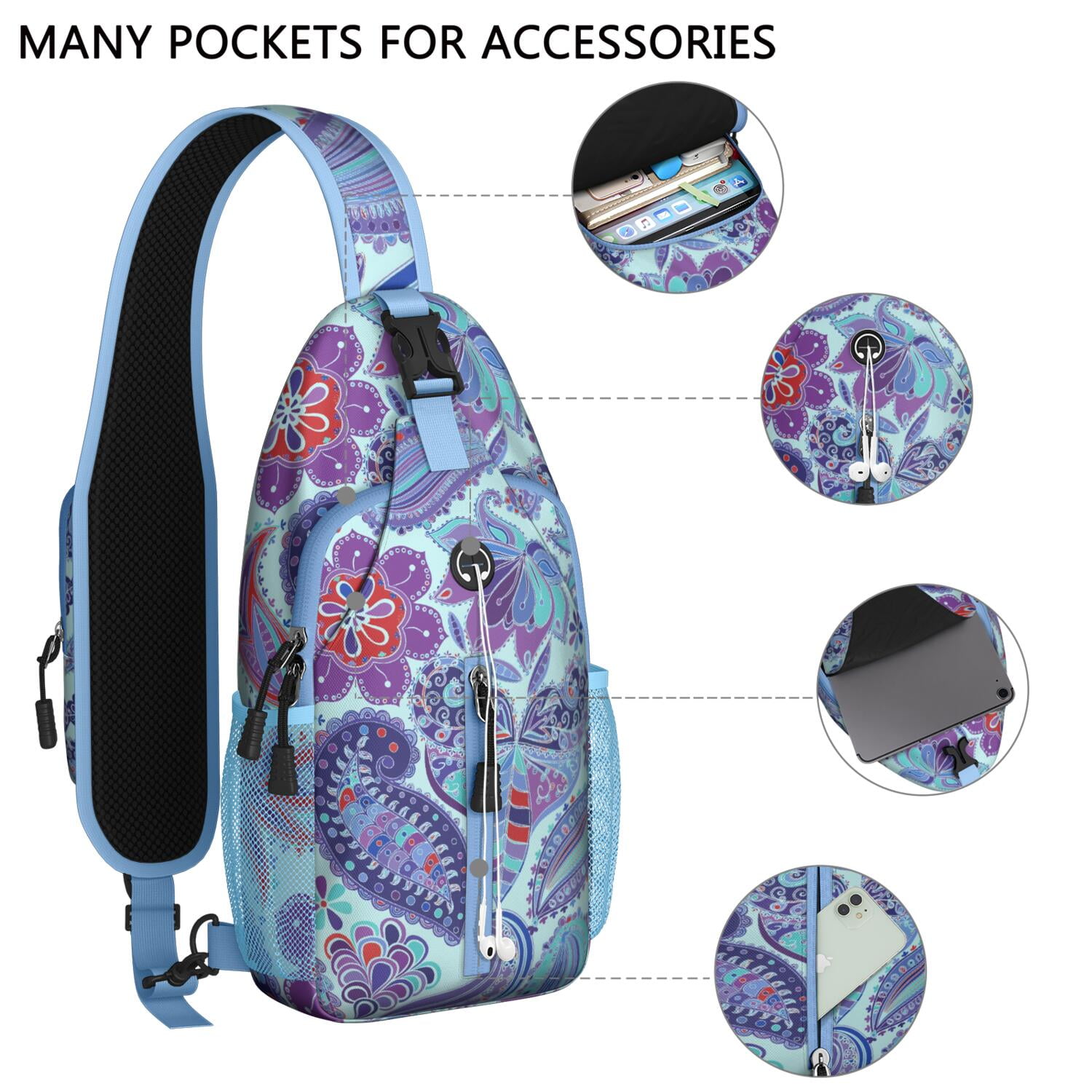 Vintage Retro Sling Bag – Bohemian Floral Crossbody Backpack  display picture 1