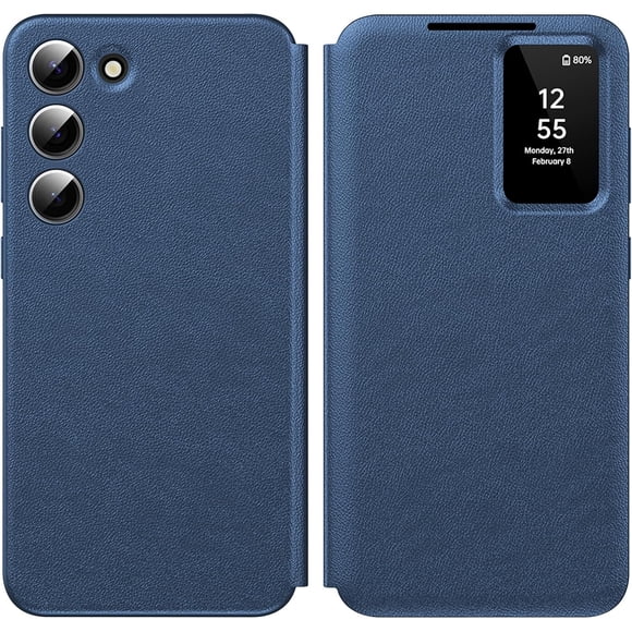 MYKOMI for Samsung Galaxy S23 with Smart Small Screen View, S-View Wallet Phone Case, for Samsung S23 Case Smart Window Cover Hard Flip Leather Protective Cover for Samsung S23 5G Case