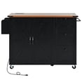 thumbnail image 5 of 54.5" Farmhouse Kitchen Island with Power Outlet, Kitchen Storage Island with Internal Storage Rack, Drop Leaf, Spice Rack, Rolling Kitchen Cart on Wheels, for Kitchen,Black, 5 of 5