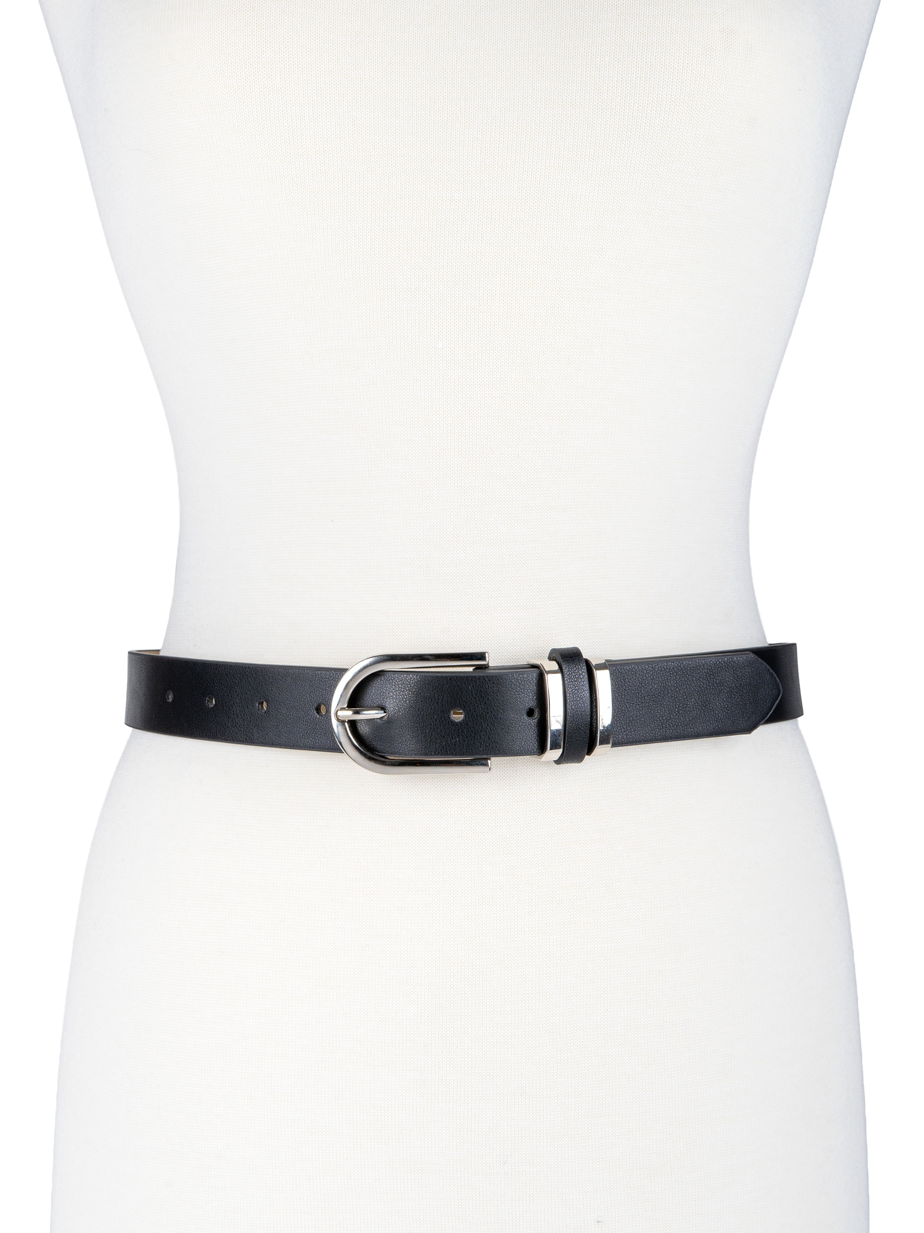 Time and Tru Women's Mixed Loops Belt, Black