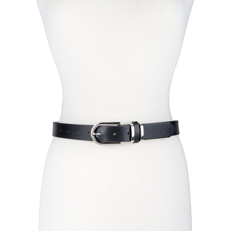 Time and Tru Women's Mixed Loops Faux Leather Belt, Black photo 3