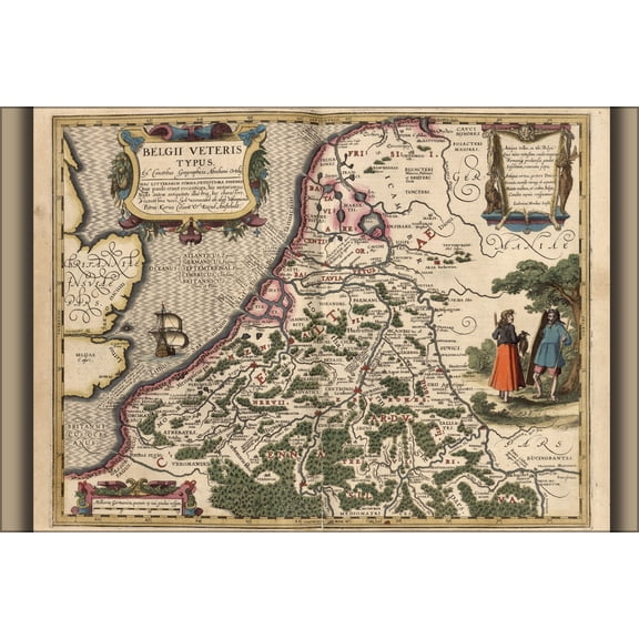 24"x36" Gallery Poster, map of belgium 1622